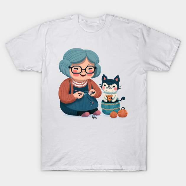 Knitting Cat Mom T-Shirt by ShirtStories